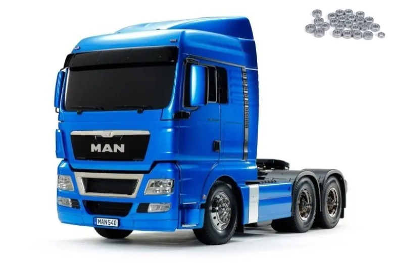 Tamiya 56370KUMAN TGX 26.540 3-Achs 6x4 Hellblau Metallic 1:14 +Kugellager