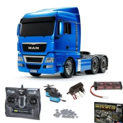 Tamiya 56370MFCMAN TGX 26.540 3-Achs 6x4 Hellblau Metallic 1:14 RC Bausatz Komplettset mit MFC-03, mit Carbon-Look Funke