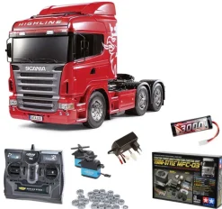 Tamiya 56323MFCScania R620 3-Achs 6x4 Komplettset inkl. MFC-03, Kugellager mit Carbon-Look Steuerung