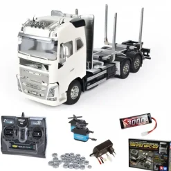Tamiya 56360MFCVolvo FH16 Globetrotter 750 Timber Truck 1:14 Set mit MFC-03 mit Carbon-Look Steuerung
