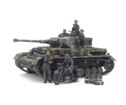 Tamiya 25209Panzerkampfwagen IV Ausf.G Krad Ost & Motorrad, Bausatz 1:35