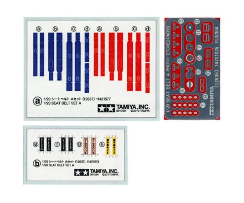 Tamiya 12637Renngurte-Set A, Plastikbausatz, 1:20