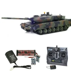 Tamiya 56020SETLEOPARD 2 A6 1/16 Panzer Full Option 2,4GHz Komplettset mit Carbon Look Steuerung