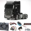 Tamiya 56348SET2MB Actros 3363 Giga Space 6x4 Komplettset + LED, Kugellager mit Carbon-Look Steuerung