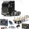 Tamiya 56348SET3MB Actros 3363 Giga 6x4 Komplett+ MFC-03, Flachbett, Lager mit Carbon-Look Steuerung