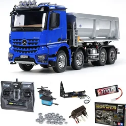 Tamiya 56366SET2Mercedes-Benz Arocs 4151 8x4 Kipper Truck 1:14 Set, MFC Komplettset + MFC-03 und Kippereinheit, Carbon-Look Funke