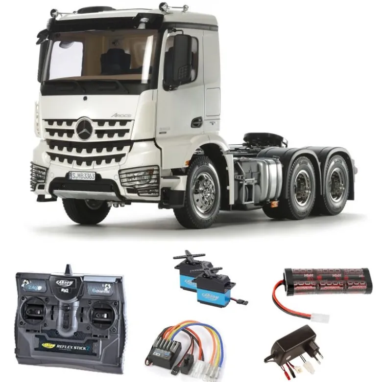 Tamiya 56352SETMercedes Benz Arocs 3363 6x4 ClassicSpace 1:14 Truck Set mit Carbon-Look Steuerung
