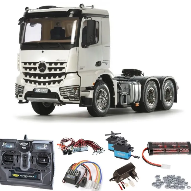 Tamiya 56352SET2Mercedes Benz Arocs 3363 6x4 ClassicSpace 1:14 Komplettset Inkl. LED-Lichtset und Kugellager mit Carbon-Look Funke
