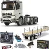 Tamiya 56352SET3Mercedes Benz Arocs 3363 6x4 ClassicSpace 1:14 Komplettset MFC-03, Flachbett-Auflieger, Kugellager, Carbon-Look Funke
