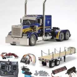Tamiya 56344SETTRGrand Hauler Customized komplett inkl. Flachbett, LED, Lager mit Carbon-Look Steuerung