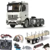 Tamiya 56352SETTRMercedes Benz Arocs 3363 6x4 ClassicSpace 1:14 Komplettset Flachbett-Auflieger, LED-Lichtset, Lager, Carbon-Look Funke