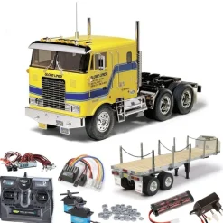 Tamiya 56304SETTRTruck Globe Liner komplett inkl. Flachbett, LED, Kugellager mit Carbon-Look Steuerung