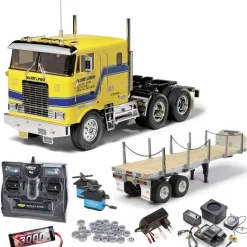 Tamiya 56304SET3Truck Globe Liner komplett + MFC-01, Flachbett, Kugellager mit Carbon-Look Steuerung