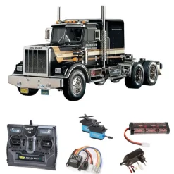 Tamiya 56336SETTruck King Hauler Black Edition 2,4GHz Komplettset mit Carbon-Look Steuerung