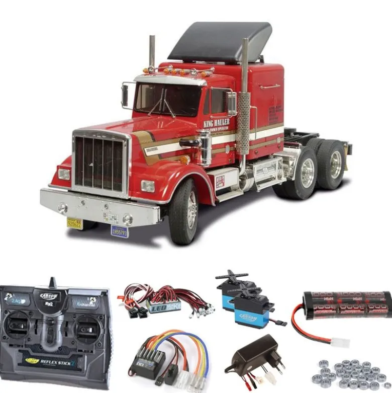 Tamiya 56301SET2Truck King Hauler Komplettset + LED, Kugellager mit Carbon-Look Steuerung