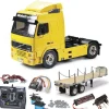 Tamiya 56312SETTRVolvo FH12 Globetrotter 420 komplett + Flachbett, LED,Lager mit Carbon-Look Steuerung
