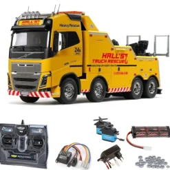 Tamiya 56362SETVolvo FH16 Globetrotter 8x4 Abschlepper 1:14 Komplettset mit Carbon-Look Steuerung