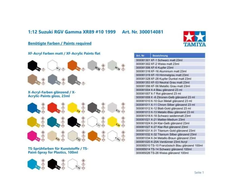 Tamiya 140811:12 Suzuki RGV Gamma XR89 #10 1999