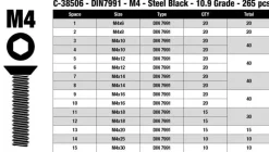 Team Corally C-38506Stahl Schrauben Set M4 Senkkopf Innensechskant 10.9 (265 St)