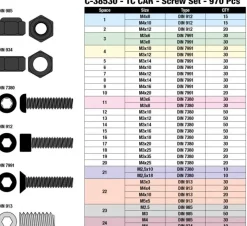 Team Corally C-38530Universal Sport Car Schrauben und Muttern Set (970 Teile)