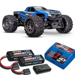 Traxxas 107154-1-BLUESET1MINI-MAXX 4WD BL-2S Brushless, HD-Teile, RTR, blau Set mit zweitem Akku und EZ-Peak Plus Ladegerät