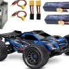 Traxxas 78086-4BLUE-SET3XRT 4X4 VXL 1/7 4WD Race Truck Brushless RTR, blau Set mit 2x 4S 50C Boost 7000 Lipo, Duo Ladegerät