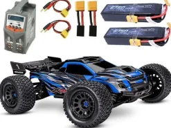 Traxxas 78086-4BLUE-SET3XRT 4X4 VXL 1/7 4WD Race Truck Brushless RTR, blau Set mit 2x 4S 50C Boost 7000 Lipo, Duo Ladegerät