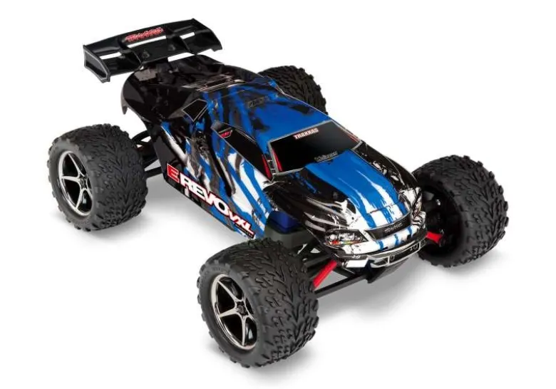 Traxxas 71076-8BLUEXE-Revo 4X4 VXL Elektro Racing Truck Brushless 1/16 RTR, blau inkl. Akku & USB-C Ladegerät