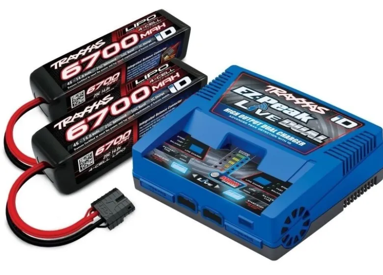 Traxxas 2997GEZ-Peak Live Dual Ladegerät 2973G + 2x 4S Lipo 6700mAh 2890X Ergänzungs-Paket für X-Maxx 8S