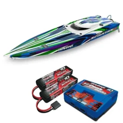 Traxxas 103076-4-GRNSET1SPARTAN SR 36-Zoll Rennboot Brushless RTR, grün Set 1 mit Traxxas Duo Ladegerät + 2x 3S LiPo-Akku 5000mAh