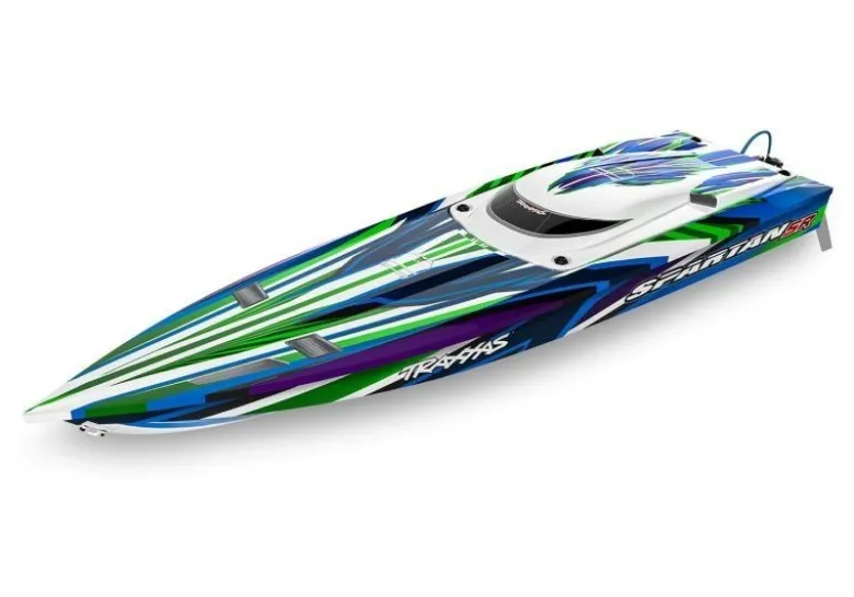 Traxxas 103076-4-GRNSET1SPARTAN SR 36-Zoll Rennboot Brushless RTR, grün Set 1 mit Traxxas Duo Ladegerät + 2x 3S LiPo-Akku 5000mAh