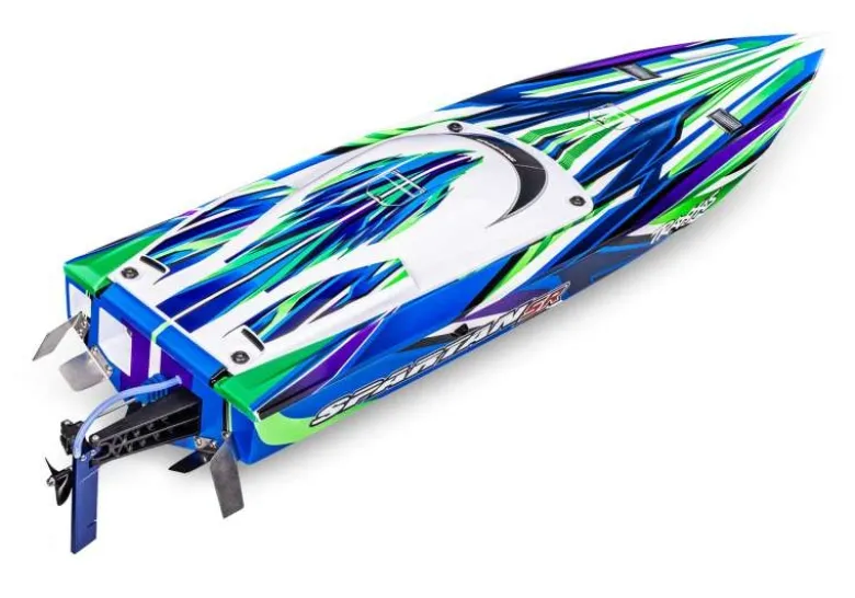 Traxxas 103076-4-GRNSET1SPARTAN SR 36-Zoll Rennboot Brushless RTR, grün Set 1 mit Traxxas Duo Ladegerät + 2x 3S LiPo-Akku 5000mAh