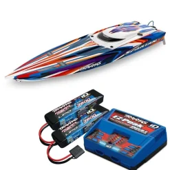Traxxas 103076-4-ORNGSET2SPARTAN SR 36-Zoll Rennboot Brushless RTR, orange Set 2 mit Traxxas Duo Ladegerät + 2x 2S LiPo-Akku 7600mAh