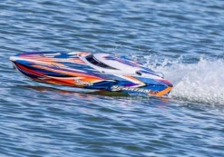 Traxxas 103076-4-ORNGSET1SPARTAN SR 36-Zoll Rennboot Brushless RTR, orange Set 1 mit Traxxas Duo Ladegerät + 2x 3S LiPo-Akku 5000mAh