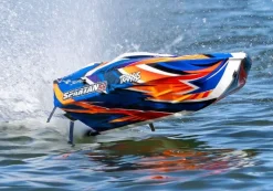 Traxxas 103076-4-ORNGSPARTAN SR 36-Zoll Rennboot Brushless RTR, orange mit Selbstaufrichtung