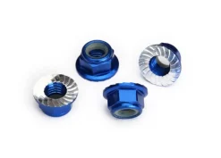 Traxxas 8447XAlu Stoppmutter 5mm selbstsichernd mit Flansch, blau (4)